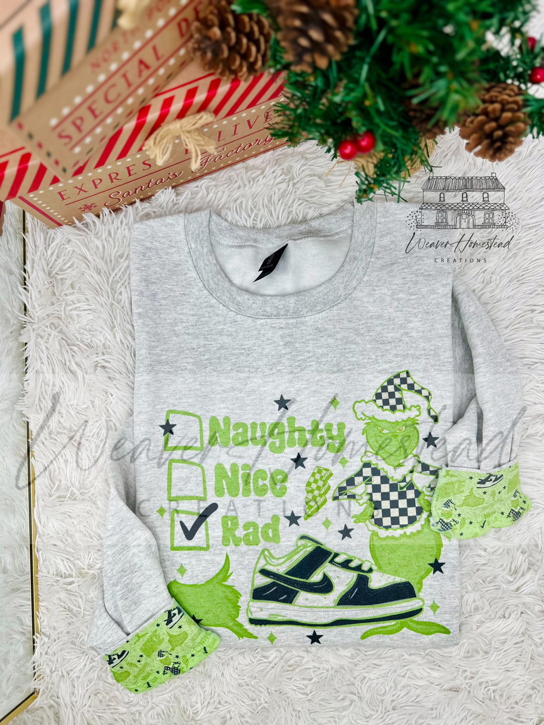 Naughty Nice Rad Grinch Nike w/ Cuffs