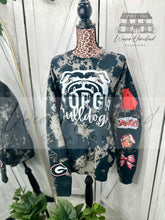 Load image into Gallery viewer, Black Marble Bulldogs White Script Sleeve Icons Tee &amp; Crewneck
