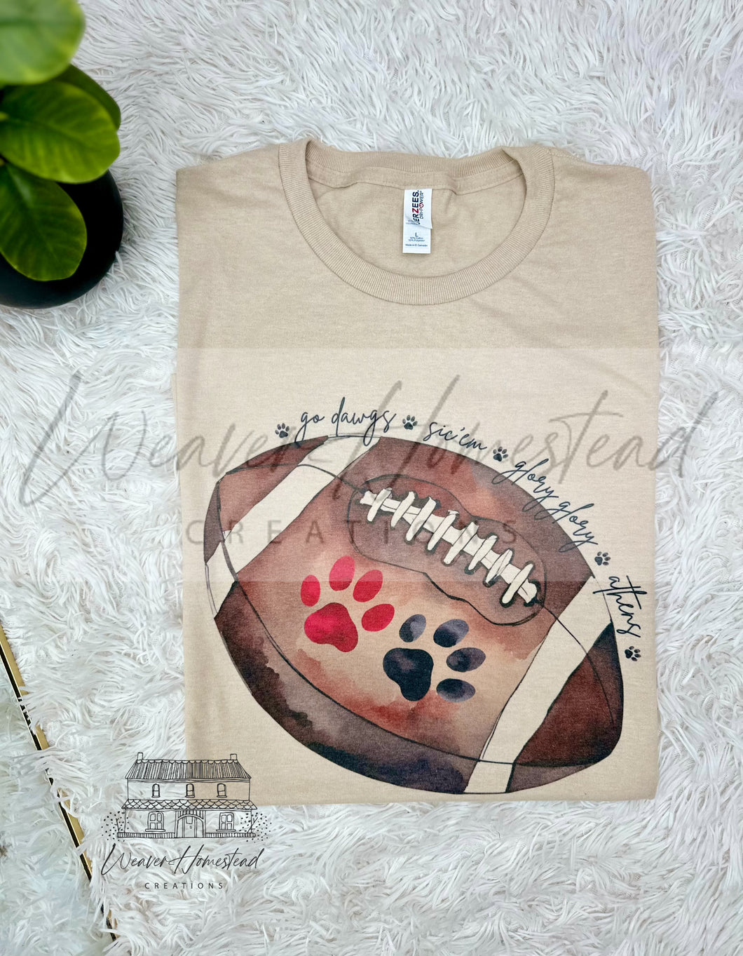 Go Dawgs Watercolor Football