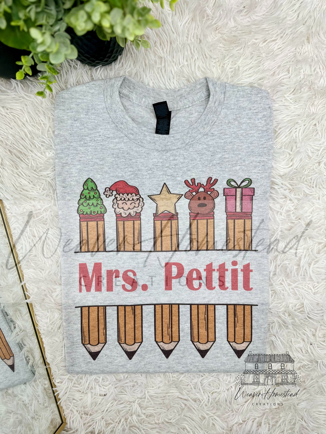 Custom Teacher Pencils Name Tee Christmas