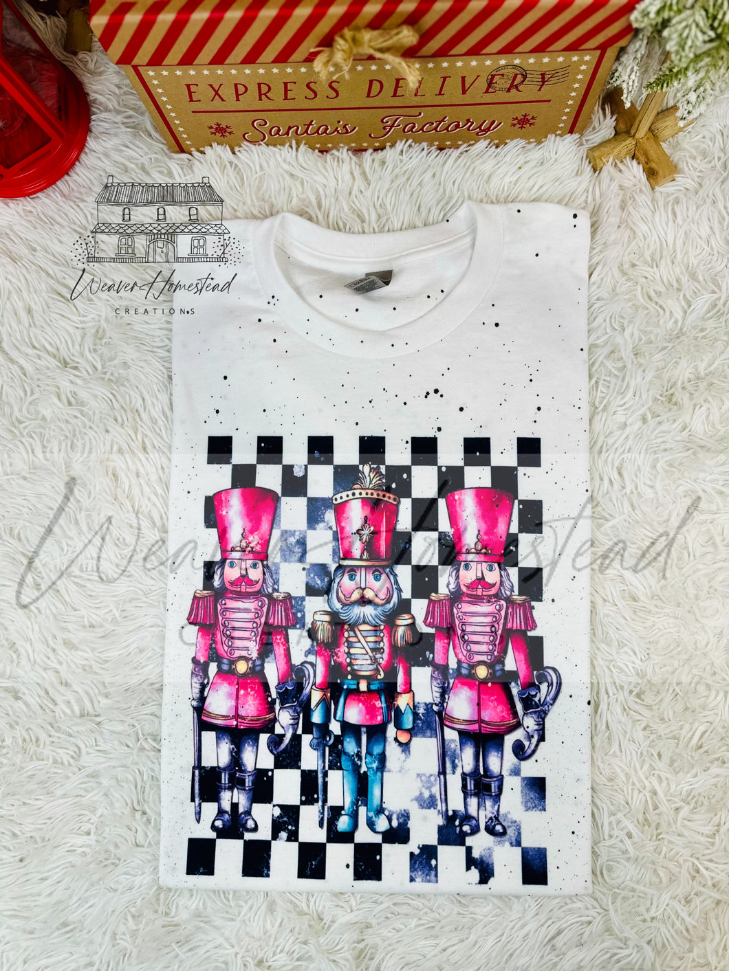 Pink Checkered Nutcrackers