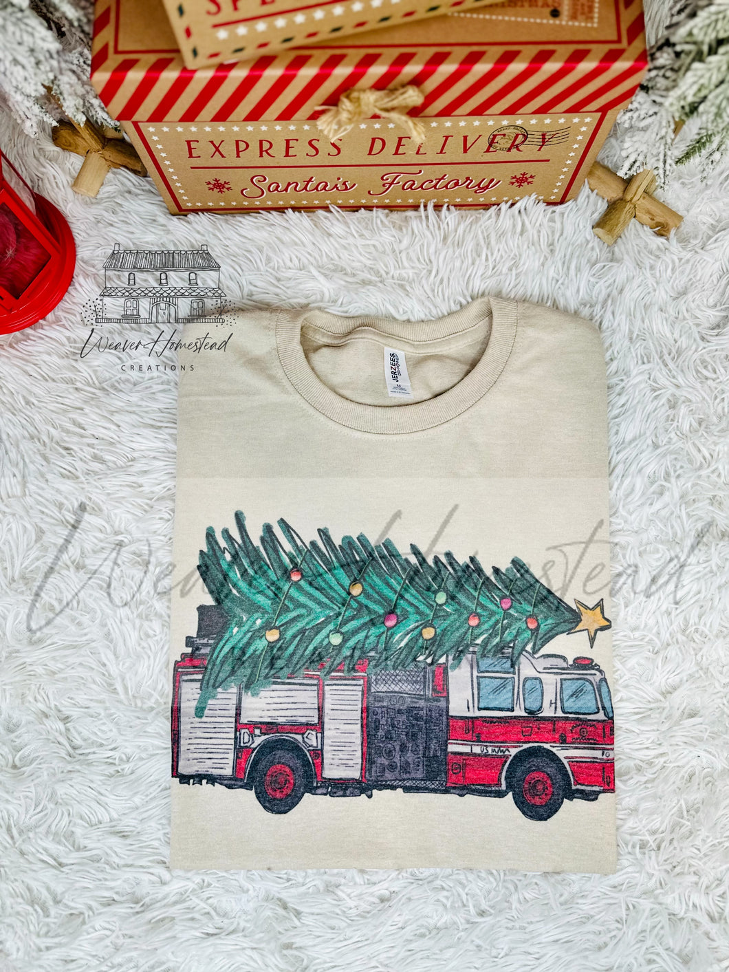 Holiday Decorated Fire Truck