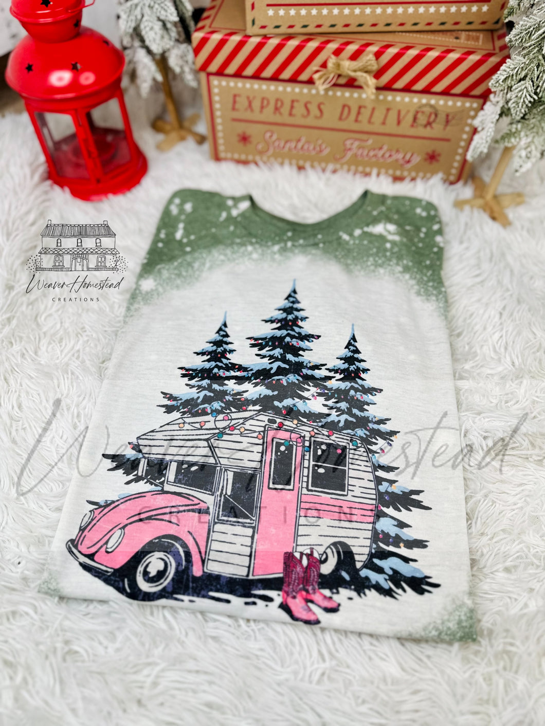 Pink Vintage Christmas Bug Bus